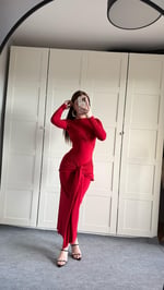 Lilianna Bağlamalı Elbise Kırmızı