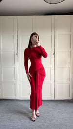 Lilianna Bağlamalı Elbise Kırmızı