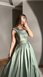 Lilyum Kabarık Abiye Yeşil