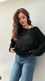 Lorena Delikli Triko Siyah