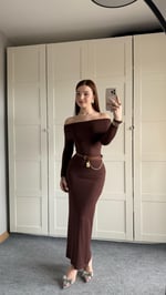 Madonna Yaka Çıtçıtlı Bodysuit Kahverengi 