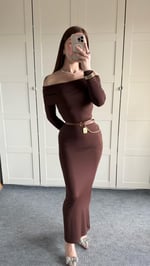 Madonna Yaka Çıtçıtlı Bodysuit Kahverengi 