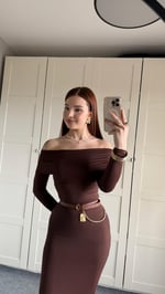 Madonna Yaka Çıtçıtlı Bodysuit Kahverengi 