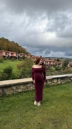 Madonna Yaka Peluş Elbise Bordo