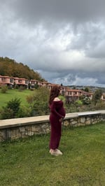Madonna Yaka Peluş Elbise Bordo