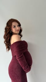 Madonna Yaka Peluş Elbise Bordo