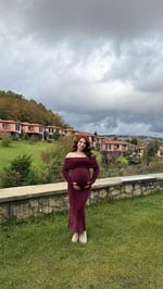 Madonna Yaka Peluş Elbise Bordo