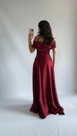 Mahfiruze Kayık Yaka Abiye Bordo 