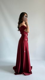 Mahfiruze Kayık Yaka Abiye Bordo 