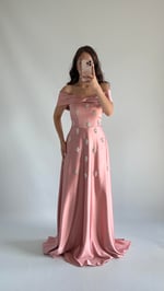 Mahfiruze Kayık Yaka Abiye Pudra 