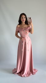 Mahfiruze Kayık Yaka Abiye Pudra 