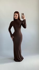 Maji Balıkçı Maxi Elbise Acı Kahverengi 