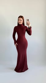 Maji Balıkçı Maxi Elbise Bordo