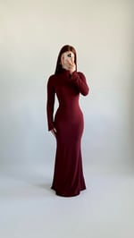 Maji Balıkçı Maxi Elbise Bordo