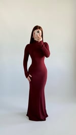Maji Balıkçı Maxi Elbise Bordo