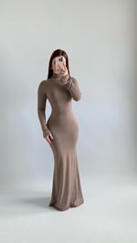 Maji Balıkçı Maxi Elbise Sütlü Kahverengi 