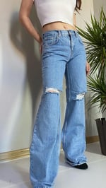 Mango Dizi Yırtık Detaylı Düşük Bel Jean