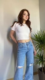 Mango Dizi Yırtık Detaylı Düşük Bel Jean