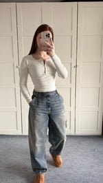 Marka Balon Baggy Pantolon Eskitme Kot 