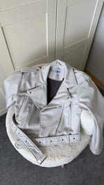 Marka Deri Crop Biker Gri Ceket