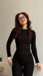 Marka Düğmeli Fitilli Bluz Siyah