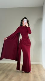 Melisandre Omuz Kuşaklı Elbise Bordo