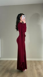 Melisandre Omuz Kuşaklı Elbise Bordo