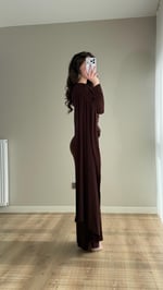 Melisandre Omuz Kuşaklı Elbise Kahverengi