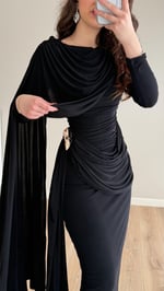 Melisandre Omuz Kuşaklı Elbise Siyah