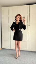 Mercy Buklet Taşlı Mini Takım Siyah