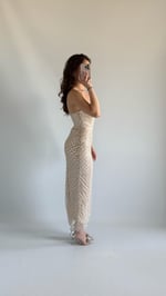 Mermaid Midi Straplez Abiye Bej