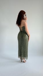 Mermaid Midi Straplez Abiye Haki Yeşil