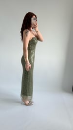 Mermaid Midi Straplez Abiye Haki Yeşil