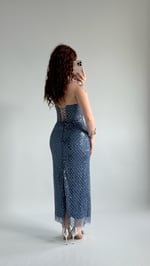 Mermaid Midi Straplez Abiye İndigo