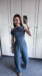 Merserize Pantolon İndigo Takım