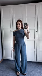 Merserize Pantolon İndigo Takım