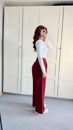 Mika Plazzo Pantolon Bordo