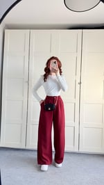 Mika Plazzo Pantolon Bordo
