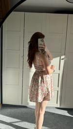 Mini Çiçekli Korse Pembe Elbise