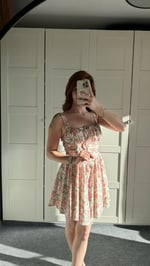 Mini Çiçekli Korse Pembe Elbise