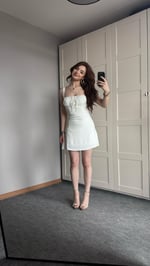 Mini Çıtır Elbise Sade Beyaz 