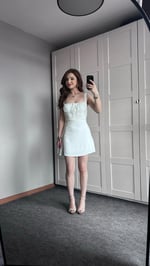 Mini Çıtır Elbise Sade Beyaz 