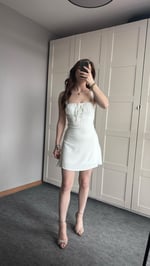 Mini Çıtır Elbise Sade Beyaz 