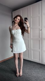 Mini Çıtır Elbise Sade Beyaz 