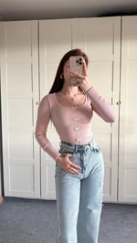 Minik Kurdele Kare Yaka Bluz Pembe