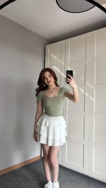 Mint Yeşili Fitilli Tişört