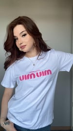 Miu Miu Pembe Baskı Beyaz Tişört