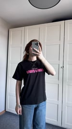 Miu Miu pembe Baskı Siyah Tişört