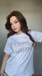 Miu Miu Pembe Taşlı Beyaz Tişört