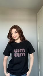 Miu Miu Pembe Taşlı Siyah Tişört